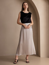 [Zwart] SilkSilky-NL Sleeveless Round Neck Cami-Top 003