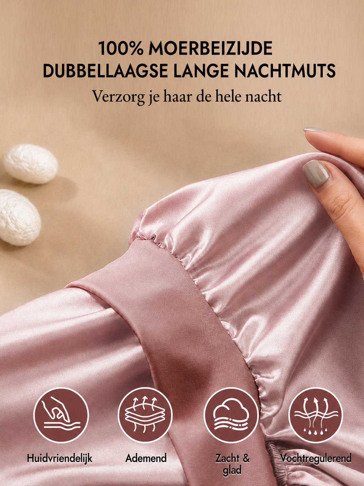 [Roze] SilkSilky-NL Slaapmutsen 002