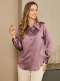 SilkSilky NL 19Momme Zijde Lange Mouw Kraag Dames Blouse BleekMauve 004