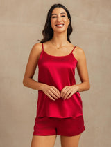 [Wijn] SilkSilky-NL 19Momme Zijde Mouwloos Ronde Hals Cami-Set 003