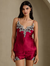 [Wijn] SilkSilky-NL Spaghetti Strap Split Cami-Set 001