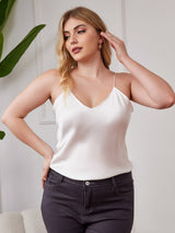 [Wit] SilkSilky-NL Spaghetti Bandjes V Hals Grote maten Cami-Top 003