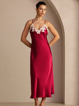 [Wijn] SilkSilky-NL Spaghetti Strap V Neck Jurk 007