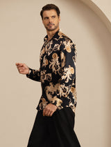 [Zwarte Draak] SilkSilky-NL Long Sleeve Lapel Collar Heren Shirt 005