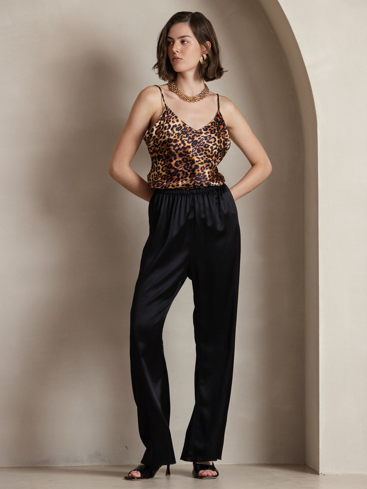 [Leopard] SilkSilky-NL V-Hals Cami-Top 005