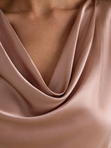 [Toscane] SilkSilky-NL Short Sleeve Cowl Neck Blouse 004