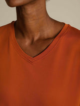 [Oranje] SilkSilky-NL Short Sleeve V Neck Dames T-Shirt 004