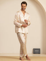 [Champagne] SilkSilky-NL Long Sleeve Notch Collar Heren Pyjama Set 004