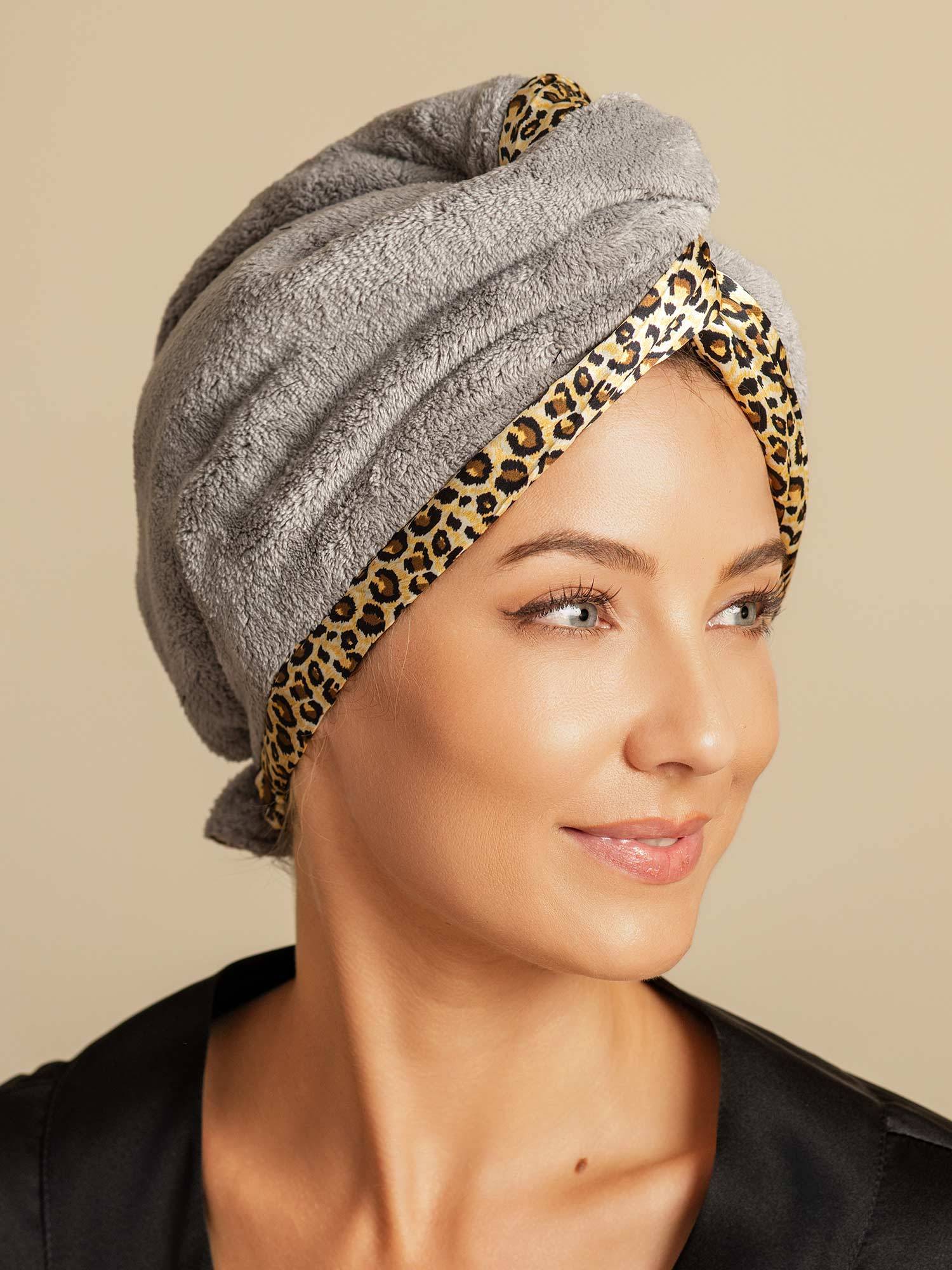 [Leopard] SilkSilky-NL Zijde Hair Towel Wrap 007,