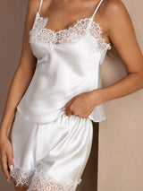 [Wit] SilkSilky-NL Spaghetti Strap V Neck Cami-Set 004
