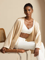 [Champagne] SilkSilky-NL 19Momme Lange Mouw Dames Bovenkleding 001