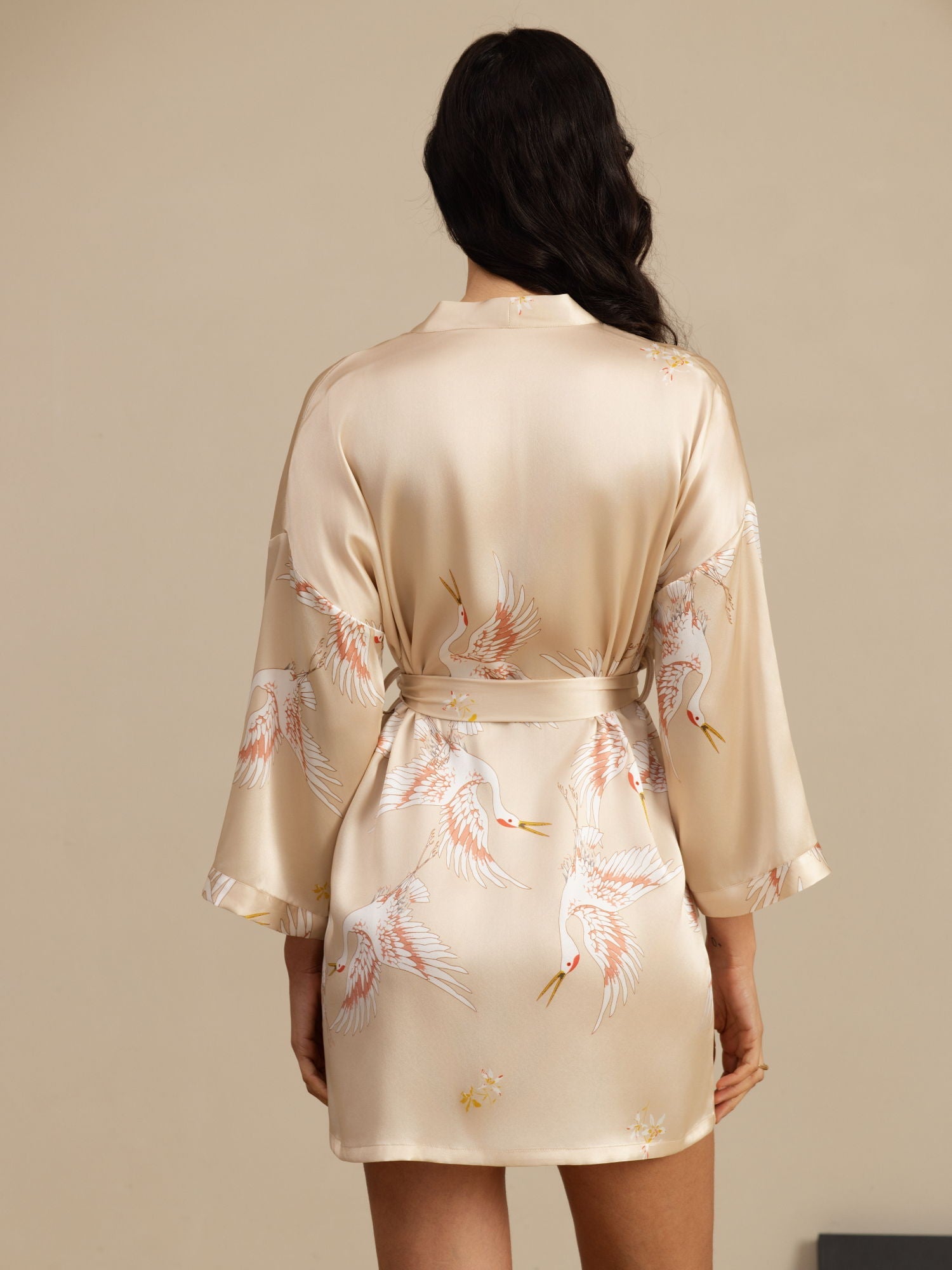 [Champagne] SilkSilky-NL 19Momme 3/4 Mouw Dames Kamerjas 002