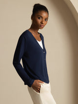 [Donkerblauw] SilkSilky-NL Long Sleeve Dames Cardigan 005