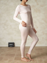 [Lichtroze] SilkSilky-NL Lange Mouw Ronde Hals Dames Lange Onderkleding 002