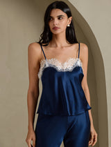 [Donkerblauw] SilkSilky-NL Spaghetti Strap V Neck Cami-Top 003