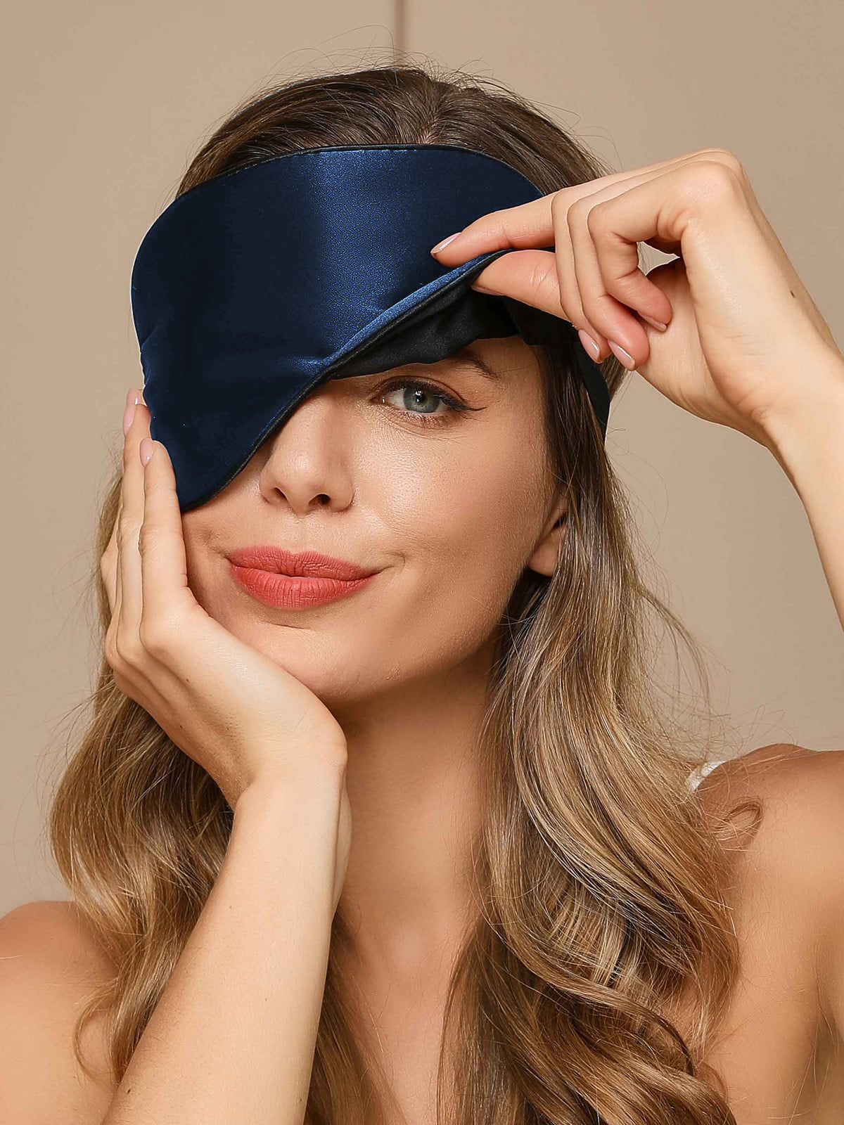 SilkSilky NL 19Momme Pure Silk Eye Mask Donkerblauw 001