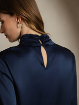[Donkerblauw] SilkSilky-NL 19Momme Zijde Womens Shirt 004