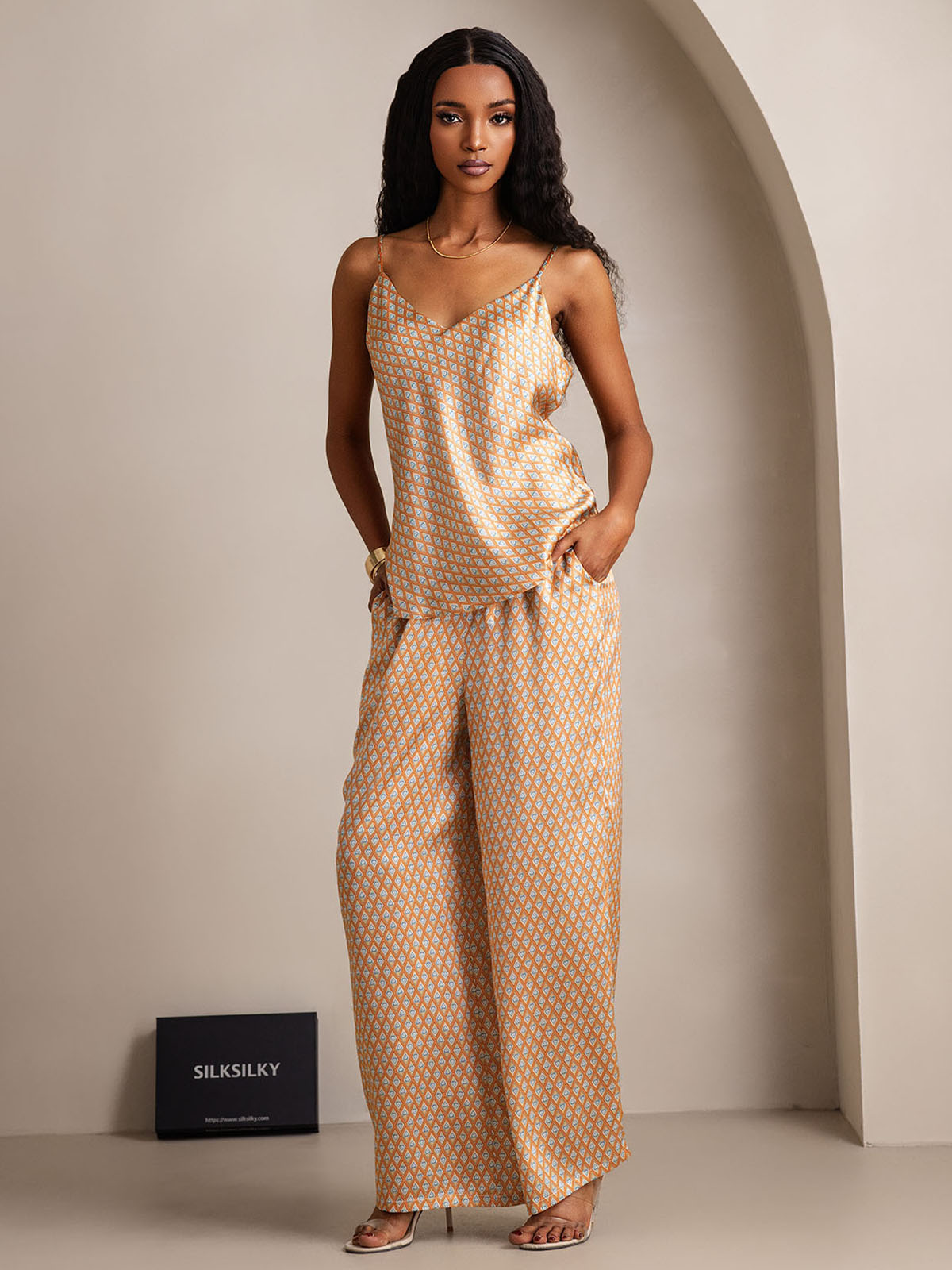 [Floral] SilkSilky-NL V-Hals Cami-Set 006