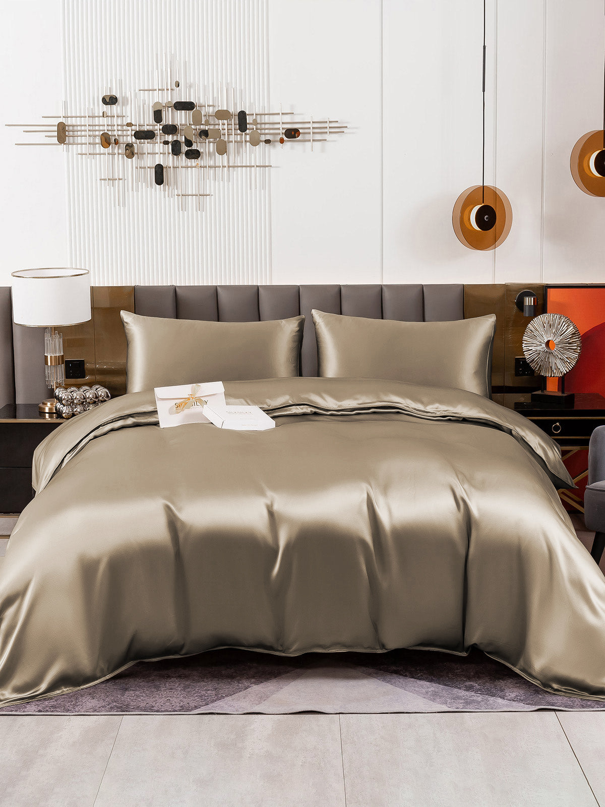 [Khaki] SilkSilky-NL 19Momme Bedding Set 002