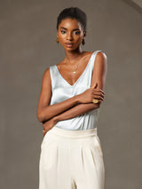 [Lichtblauw] SilkSilky-NL Sleeveless V Neck Cami-Top 004