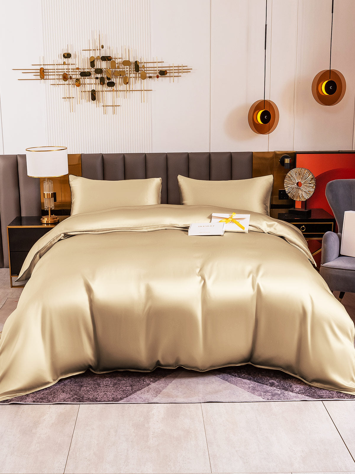 [Beige] SilkSilky-NL 19Momme Bedding Set 002