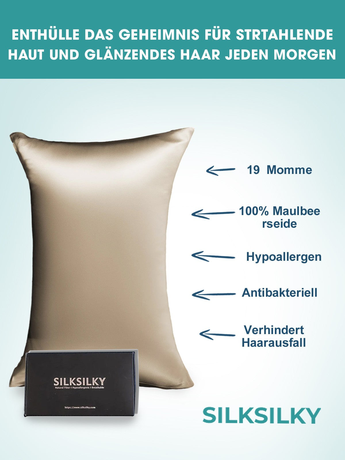 [Khaki] SilkSilky-NL 19Momme Pillowcase 002