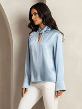 [Grijsachtig Blauw] SilkSilky-NL 19Momme Zijde Womens Shirt 002