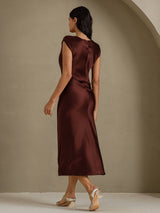 [Koffie] SilkSilky-NL Cap Sleeve Jurk 002