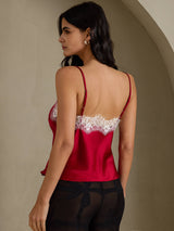 [Wijn] SilkSilky-NL Spaghetti Strap V Neck Cami-Top 002