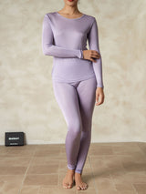 [Paars] SilkSilky-NL Lange Mouw Ronde Hals Dames Lange Onderkleding 001