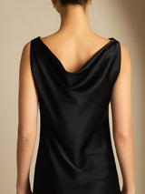 [Zwart] SilkSilky-NL Sleeveless Cowl Neck Jurk 004