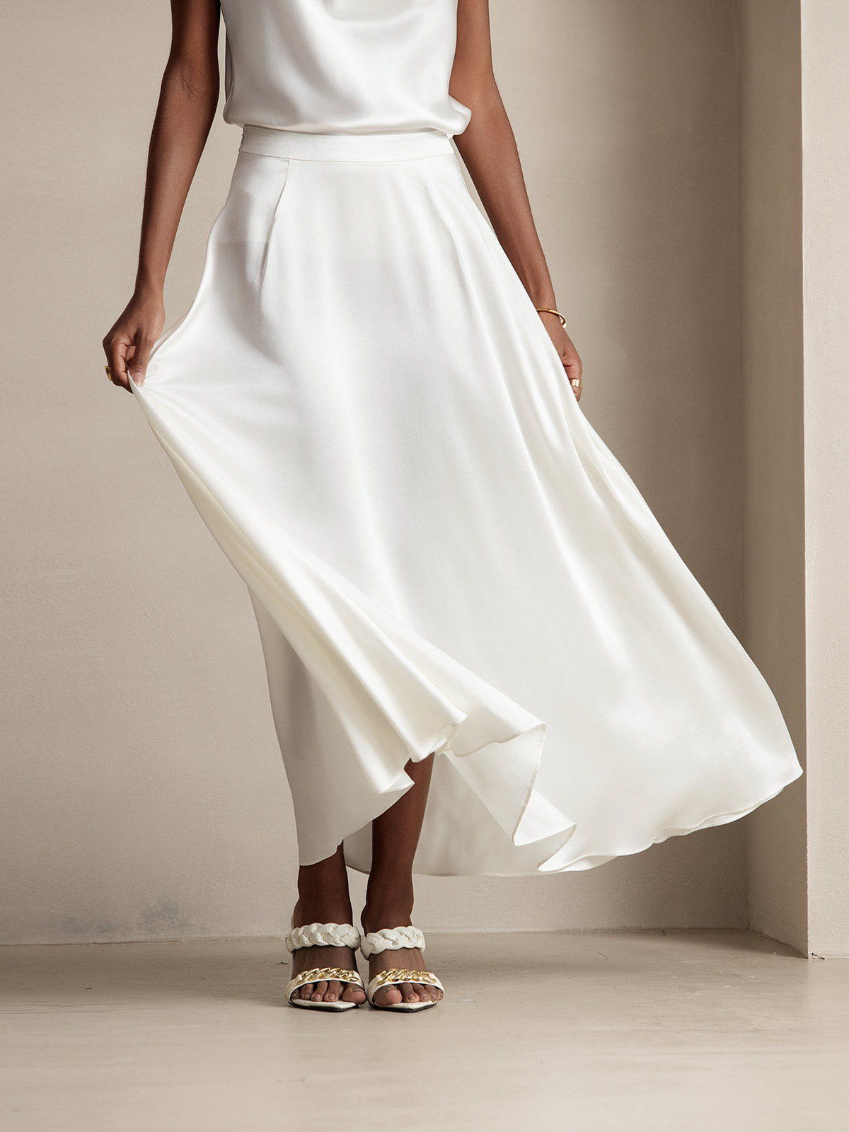 [Wit] SilkSilky-NL 19Momme Zijde Skirt 003