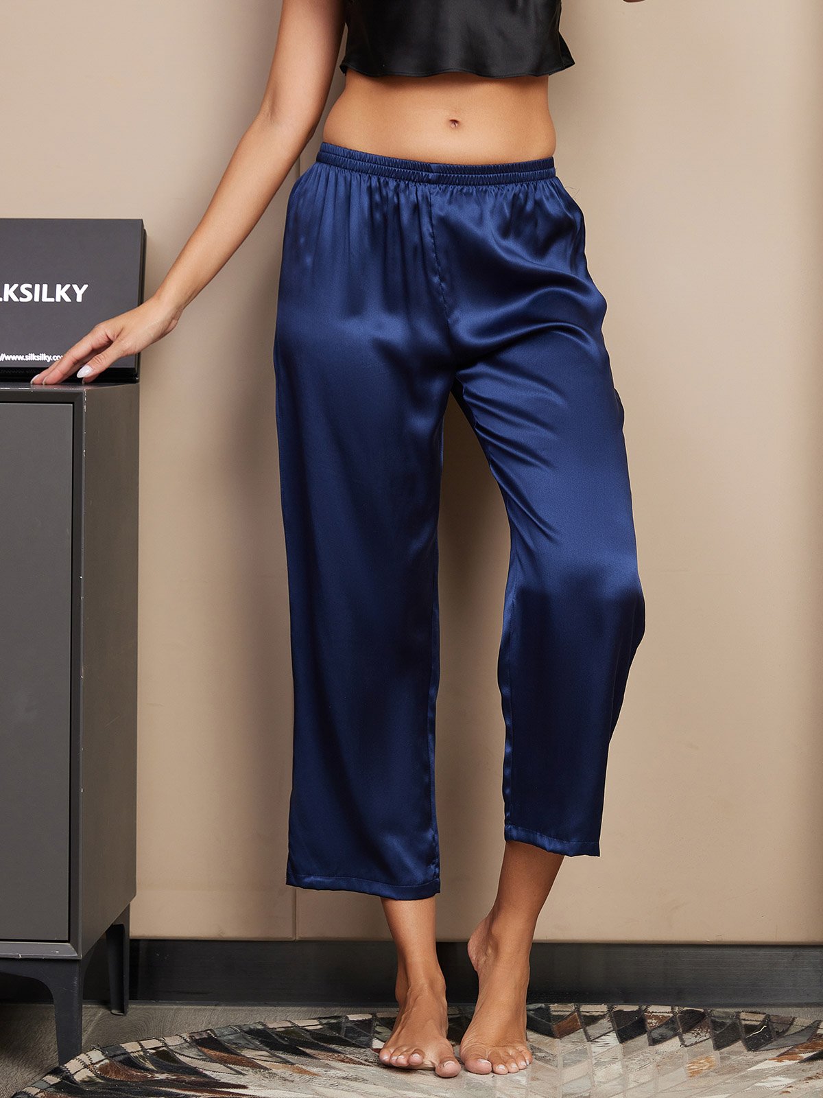 [Donkerblauw] SilkSilky-NL Womens Sleep Bottoms 001