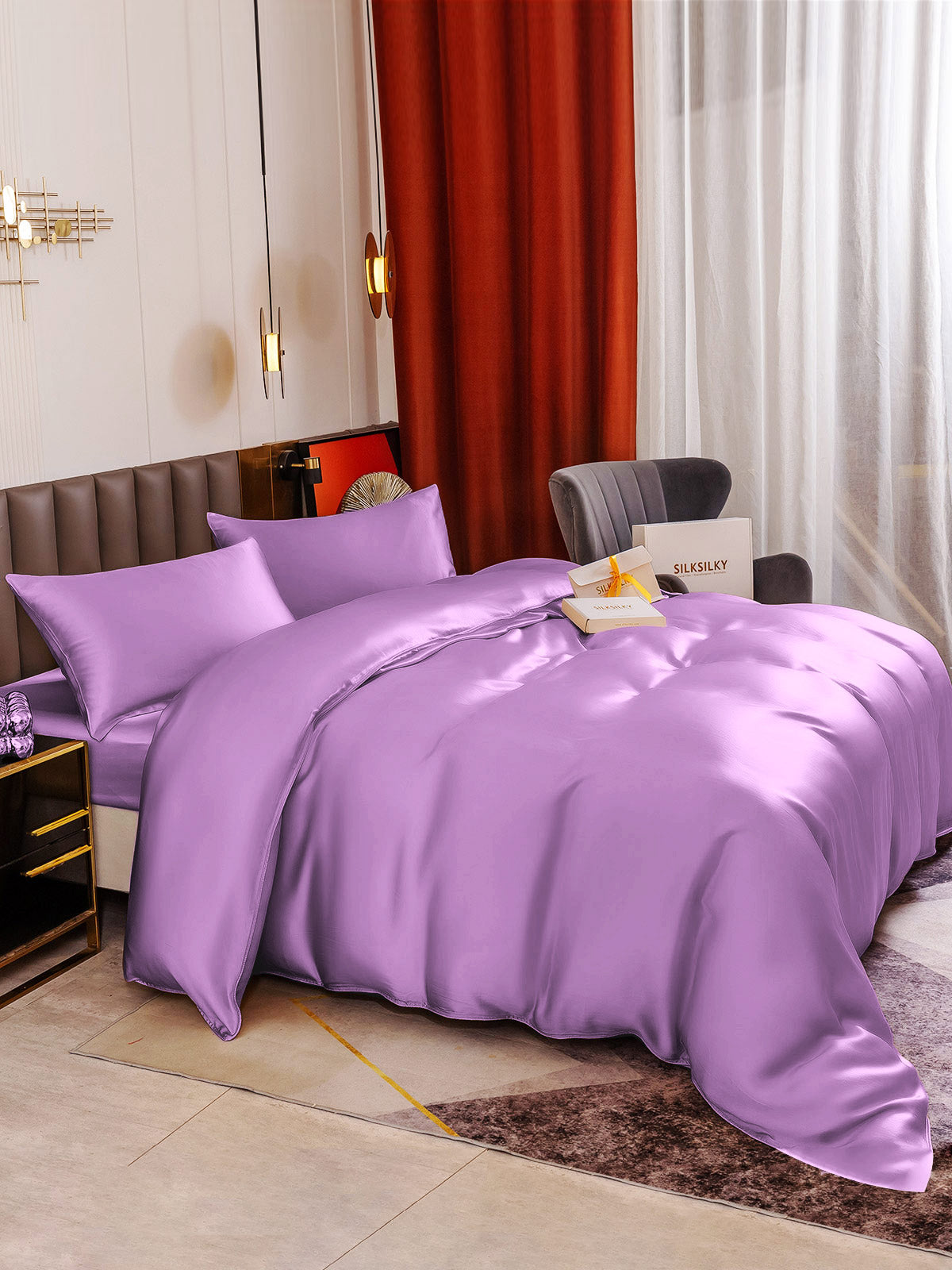 SilkSilky NL 19Momme Pure Silk Bedding Set Lavendel 004