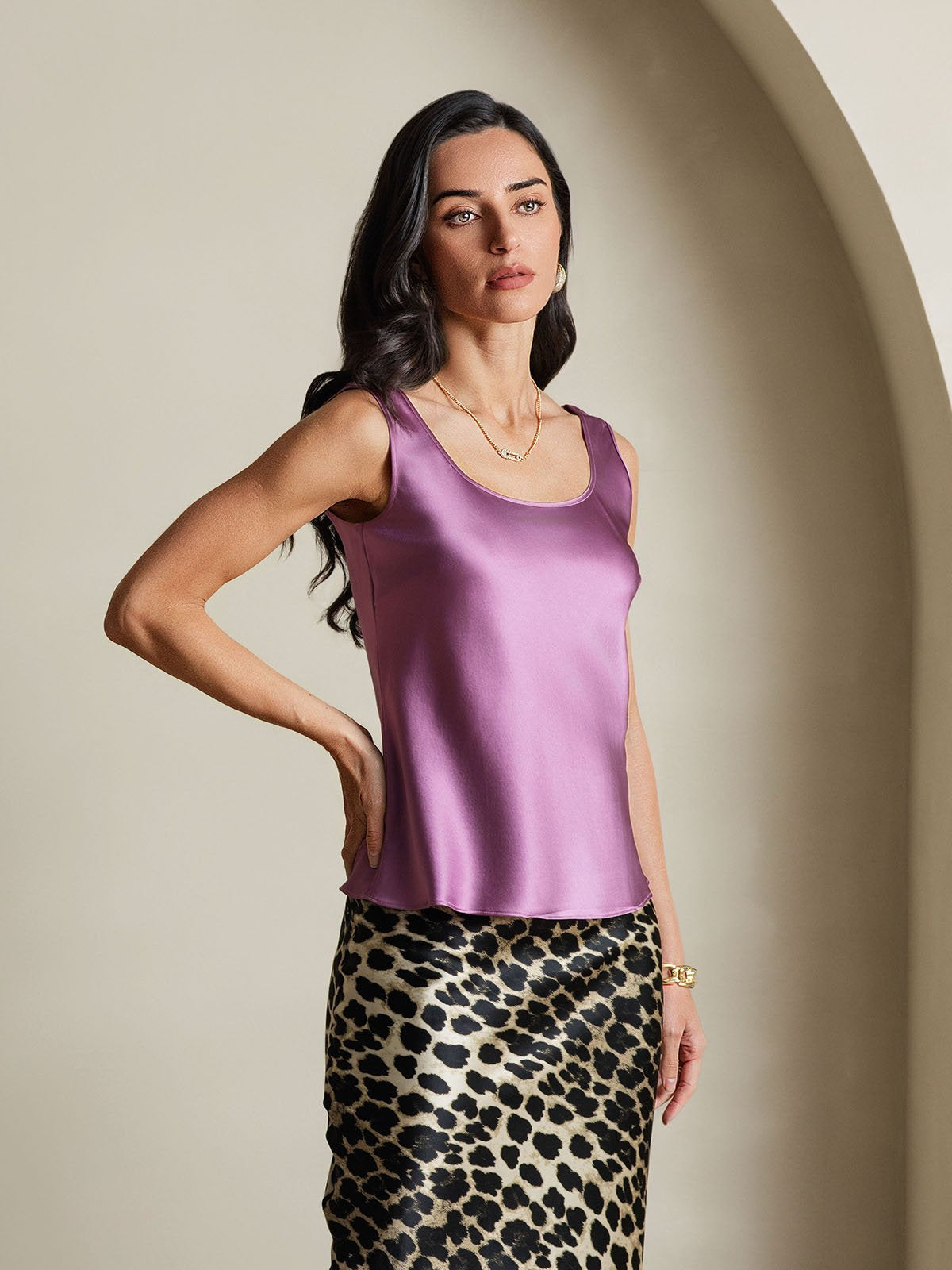 [Donkerpaars] SilkSilky-NL 19Momme Zijde Camisoles 006