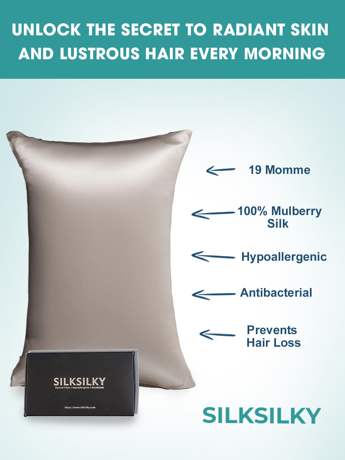 [Grijs] SilkSilky-NL 19Momme Pillowcase 003