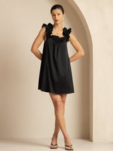 [Zwart] SilkSilky-NL Sleeveless Square Neck Nachthemd 005