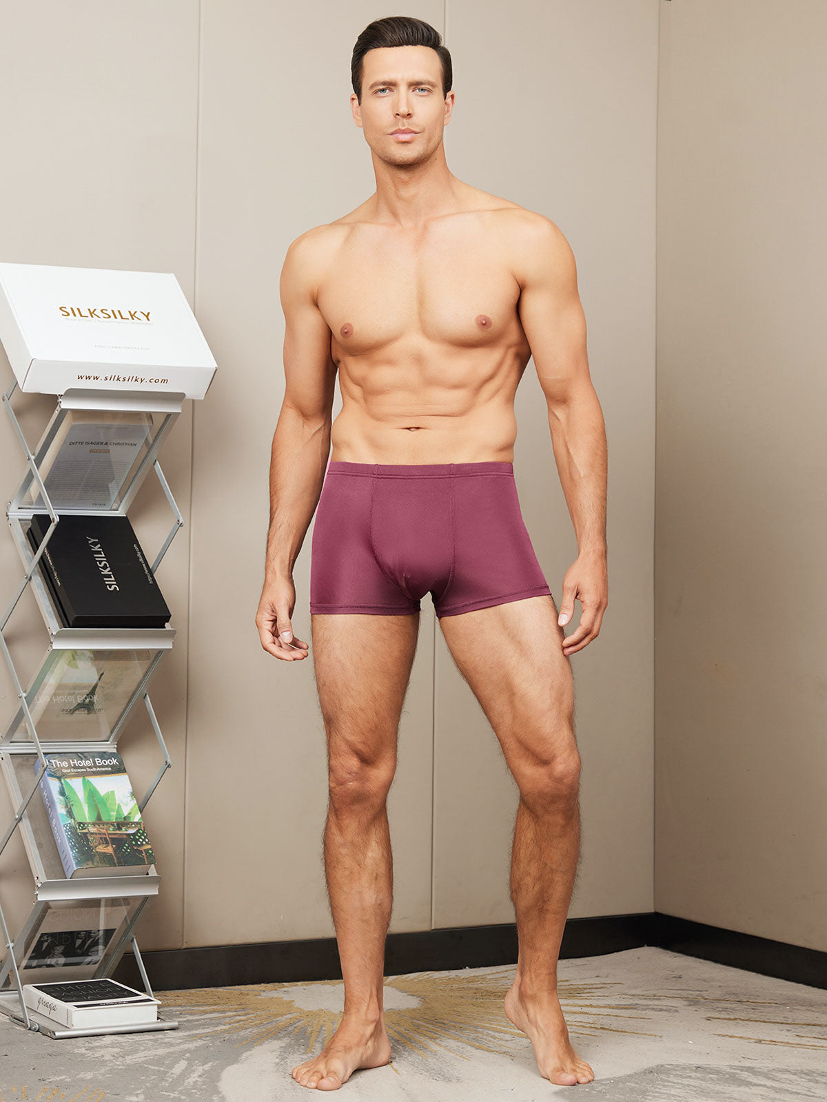 SilkSilky NL Zijde Gebreid Mens Underwear Wijn 005