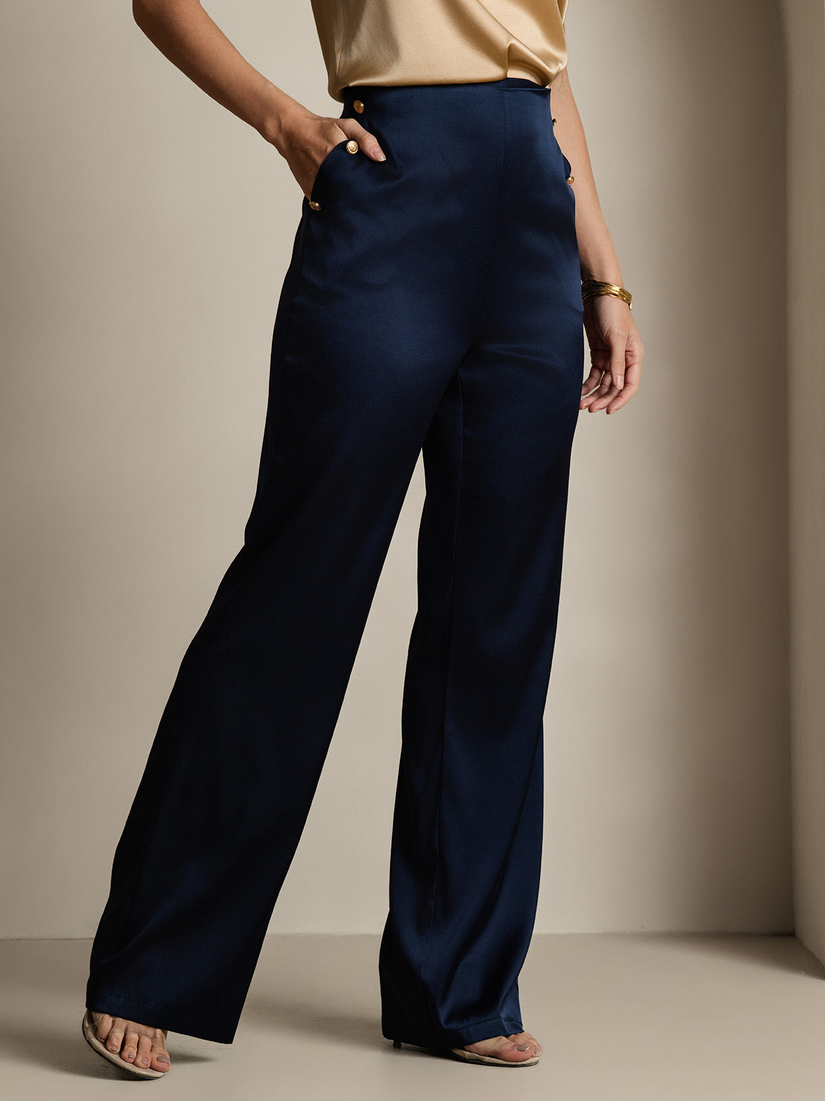 [Donkerblauw] SilkSilky-NL 19Momme Zijde Womens Pants 004