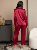 [Wijn] SilkSilky-NL Long Sleeve Lapel Collar Dames Pyjama Set 002