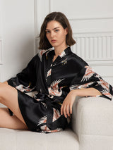 [Zwart] SilkSilky-NL 3/4 Sleeve Dames Kamerjas 003
