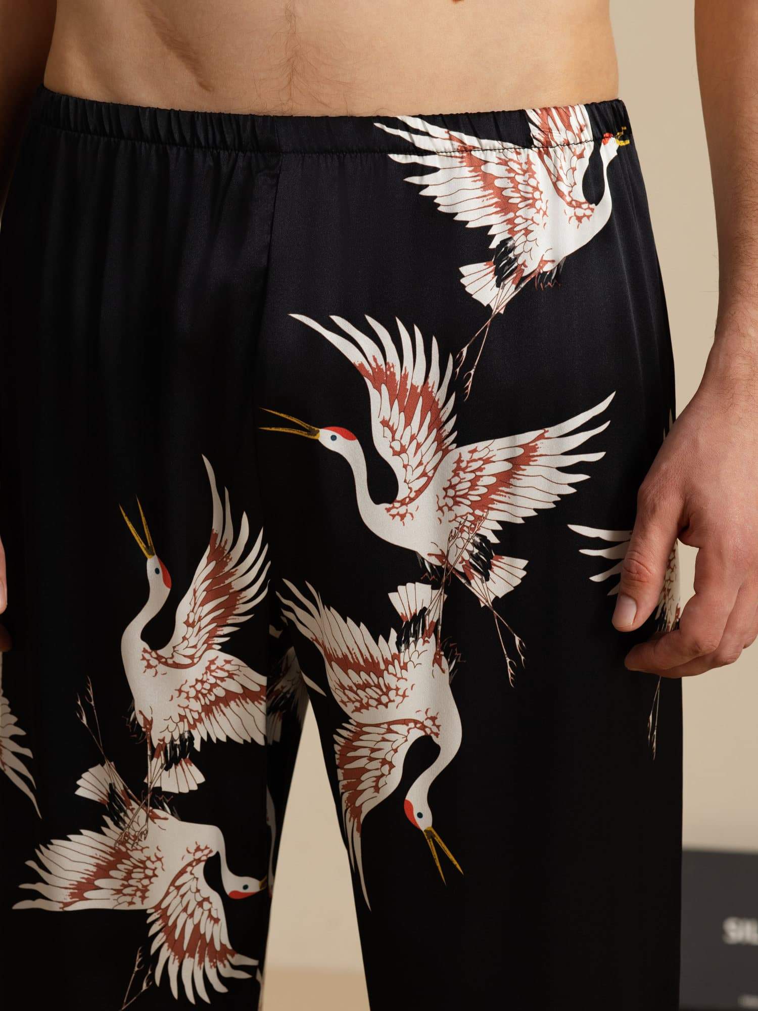 [Zwart] SilkSilky-NL 19Momme Mens Sleep Bottoms 005