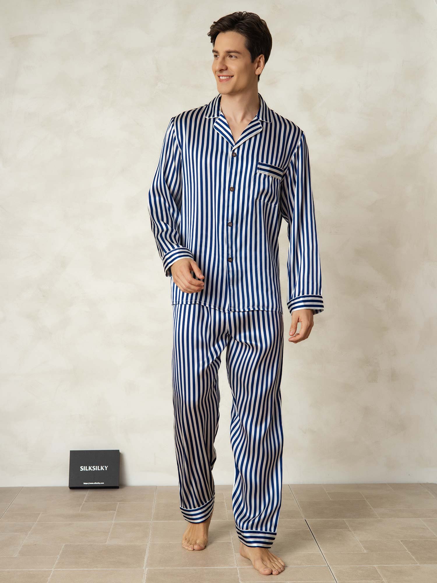 [Marine Streep] SilkSilky-NL 19Momme Mens Pajamas 001