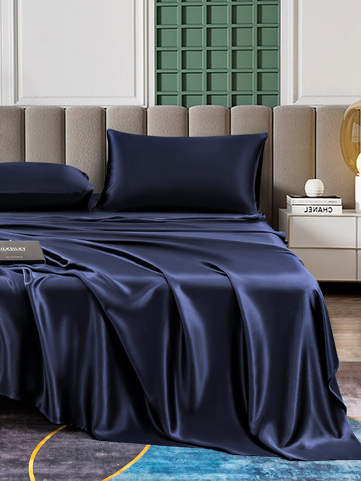 [Donkerblauw] SilkSilky-NL 25Momme Bedding Set 006