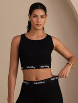 [Zwart] SilkSilky-NL Sleeveless Crew Neck Women's Outfit Sets 003