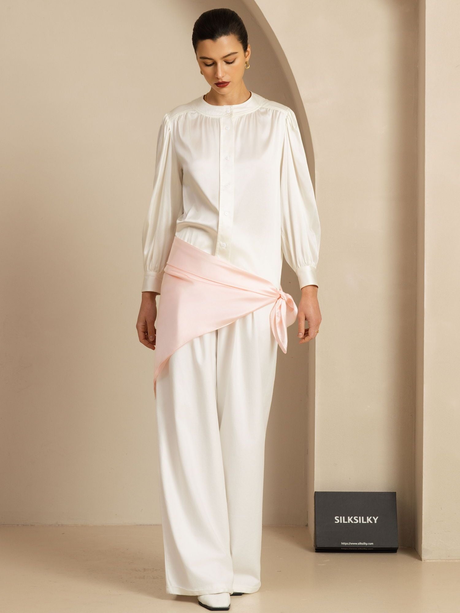 [Lichtroze] SilkSilky-NL Pure Silk Scarf 004