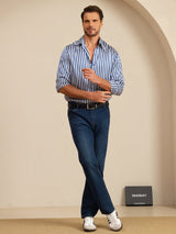 [Marine Streep] SilkSilky-NL 19Momme Lange Mouw Reverskraag Heren Shirt 008