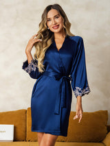 [Donkerblauw] SilkSilky-NL 3/4 Sleeve Dames Kamerjas 001