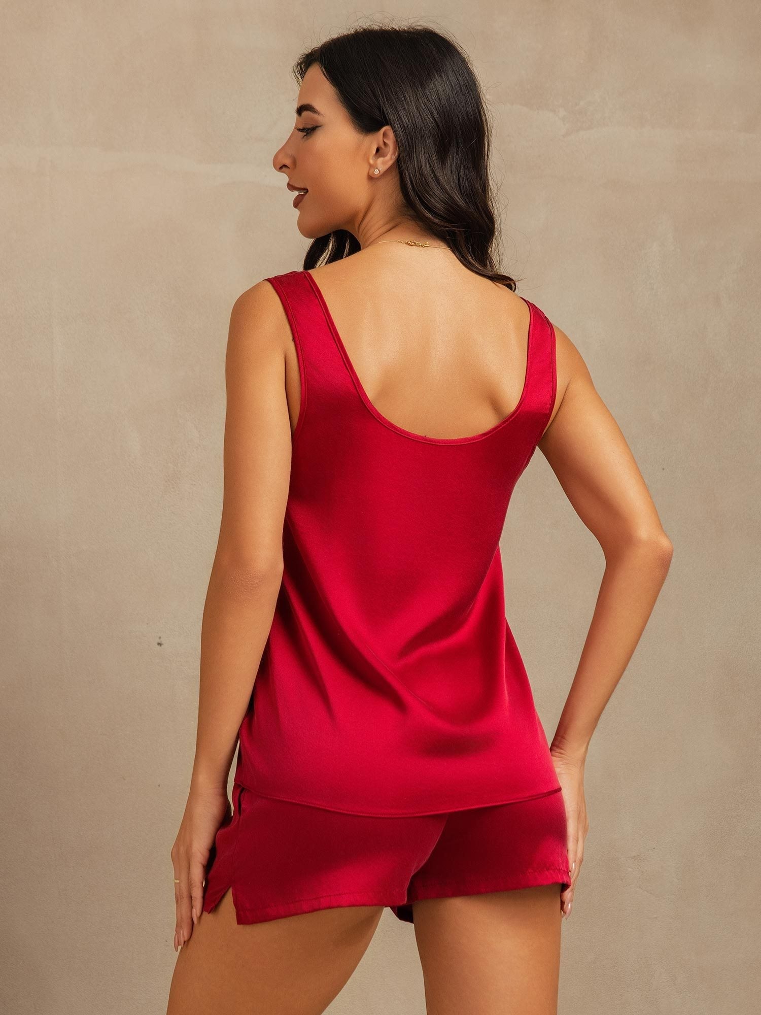 [Wijn] SilkSilky-NL 19Momme Zijde Womens Pajamas 002