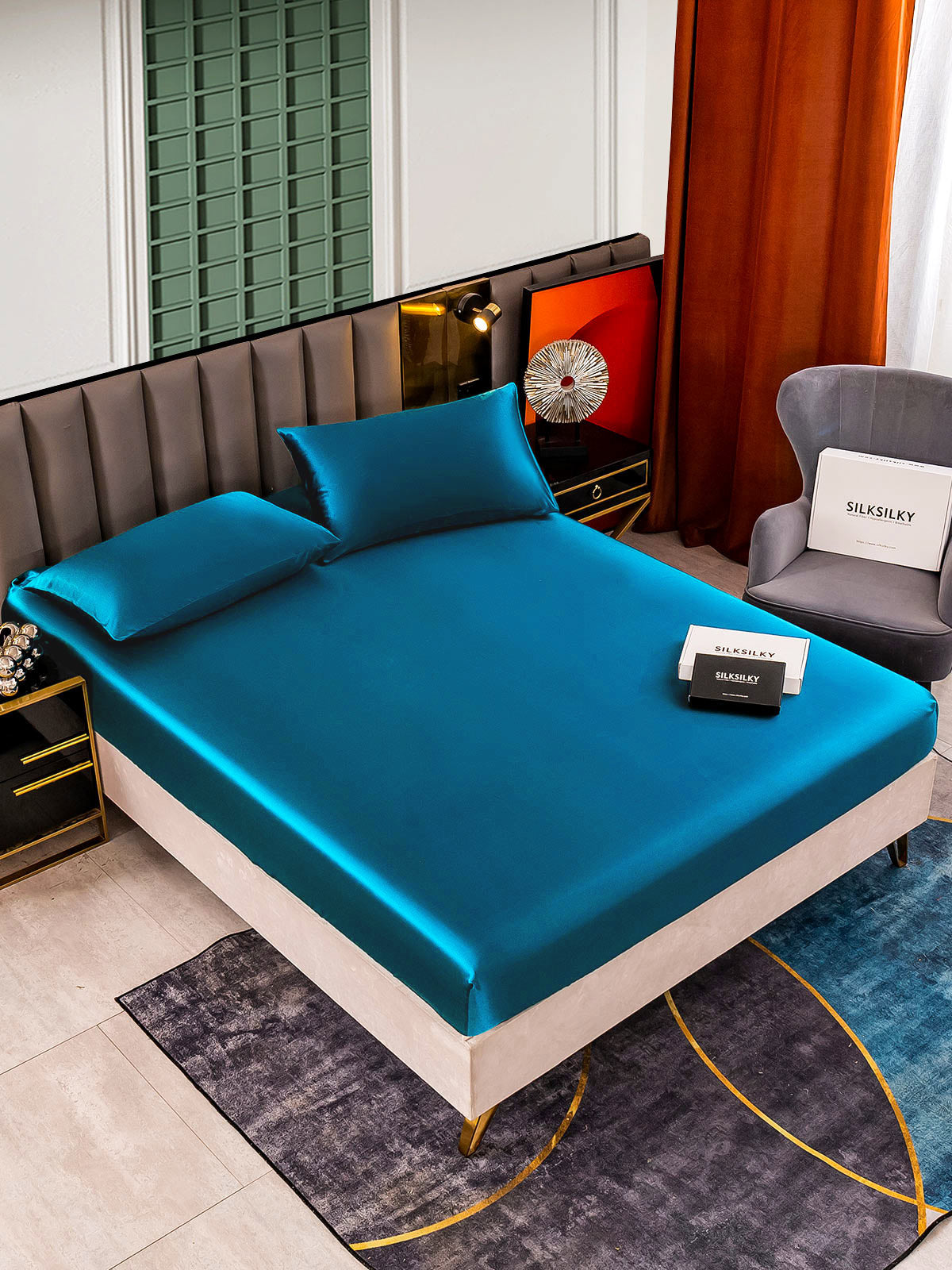 [Koningsblauw] SilkSilky-NL 25Momme Bedding Set 001